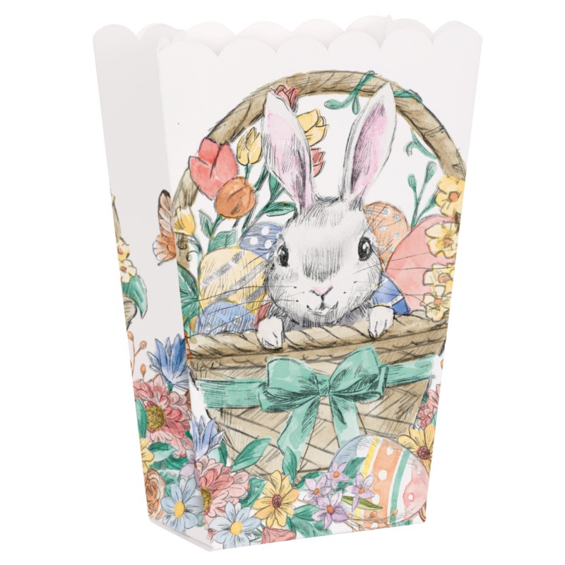 Friendly Bunnies Scalloped Easter Paper Treat Boxes 6PK